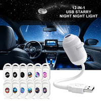 Projecteur d'étoiles USB à mise au point manuelle – lampe et 12 films dans l'habitacle d'une voiture