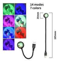 Lampe coucher de soleil USB – version 7 couleurs et 14 modes, longueur 185 mm