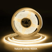 Ruban LED COB ultrafin – rouleau allumé en blanc neutre 4000 K