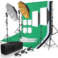 Kit éclairage studio photo – kit à 2 softboxes et 4 parapluies