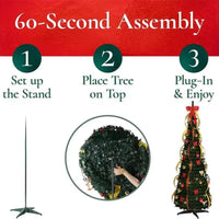 Sapin lumineux pliant floqué neige, pré-décoré, 120 à 210 cm