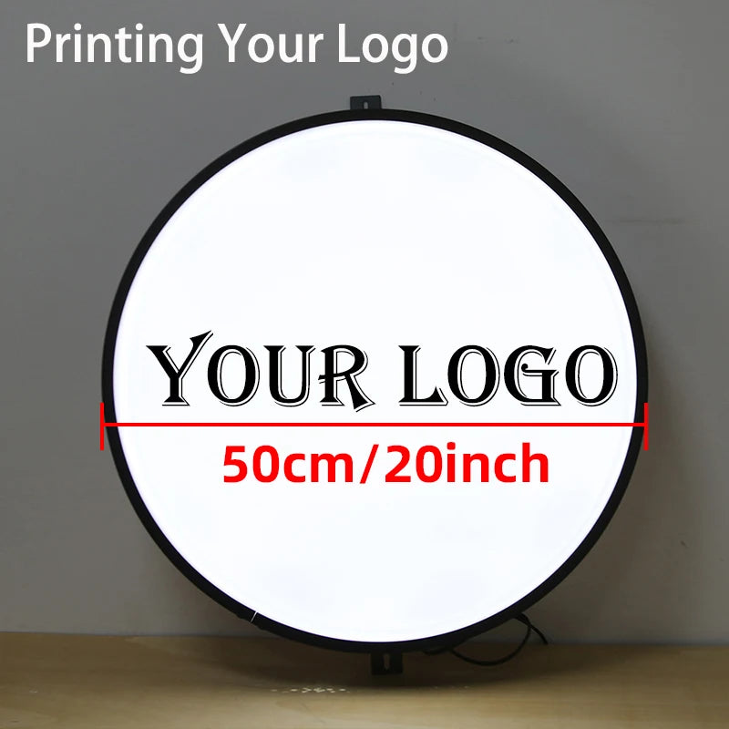 Caisson lumineux rond 50 cm LED à logo personnalisable – gabarit de logo et diamètre de 50 cm