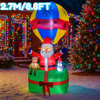 Père Noël gonflable en montgolfière – vue d'ensemble, hauteur de 2,7 m