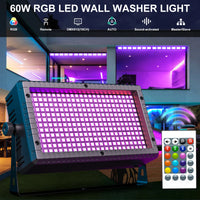 Projecteur mural LED RGB 288 LED, DMX 10 canaux, télécommande, 60 W