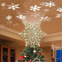 Cimier de sapin lumineux projecteur de flocons – cimier de sapin flocon argenté projetant des flocons dans un salon