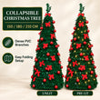 Sapin de Noël pliant pré-décoré en rouge, 150, 180 ou 210 cm, avec ou sans guirlande LED USB