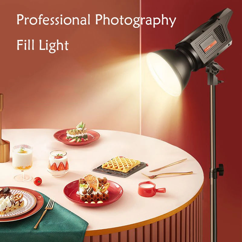 Lampe vidéo COB 300 W – éclairage d'une table de photo culinaire