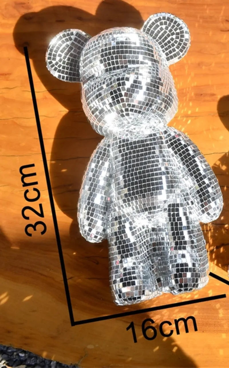 Ours disco en miroir – dimensions du grand ours : 32 x 16 cm