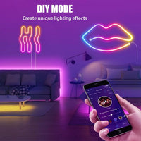 Ruban LED néon RGB – mode DIY : formes lumineuses dessinées avec le ruban