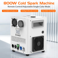 Machine à étincelles froides 800 W DMX, télécommande et jet de 5,5 m