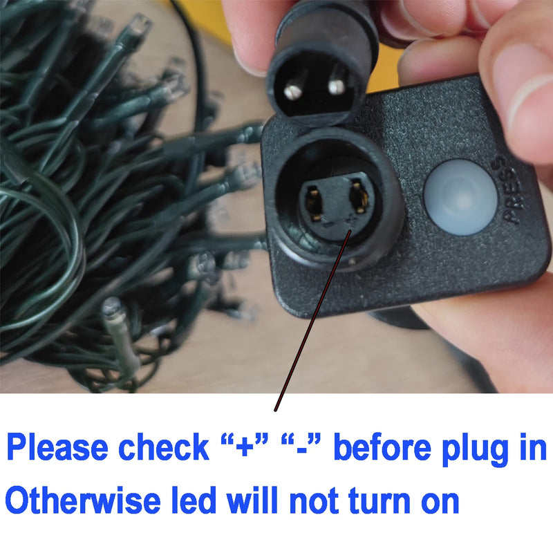 Guirlande lumineuse extérieur IP65 – raccord du transformateur et bouton de sélection des modes