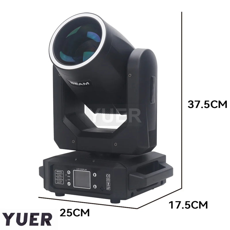 Lyre LED beam spot 200 W à anneau RGB, DMX 13 ou 15 canaux, 13 gobos
