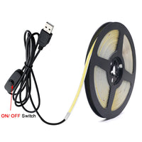 Ruban LED USB COB 5 mm – version USB avec interrupteur marche-arrêt