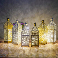 Lanterne marocaine – six lanternes de tailles différentes allumées