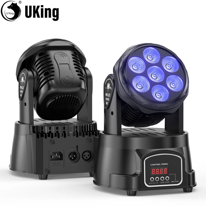 Mini lyre LED wash 7 x 15 W – lot de 2 lyres vues de face et de dos