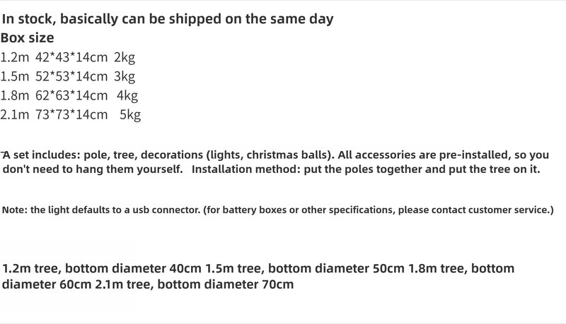 Sapin de Noël pliable pré-décoré lumineux – dimensions, poids et contenu du colis