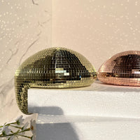 Boule à facettes déco à poser, demi-boule fondue en miroir, 20 cm