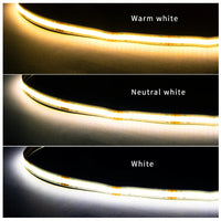 Ruban LED COB 24 V tactile – blanc chaud et blanc neutre en gros plan