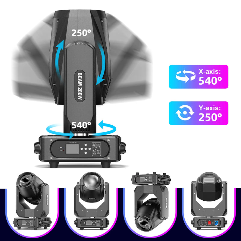 Lyre beam 280 W 10R DMX avec 14 gobos et 2 prismes