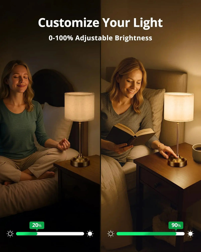 Lampe de table sans fil rechargeable, abat-jour tissu, 38 ou 40,5 cm