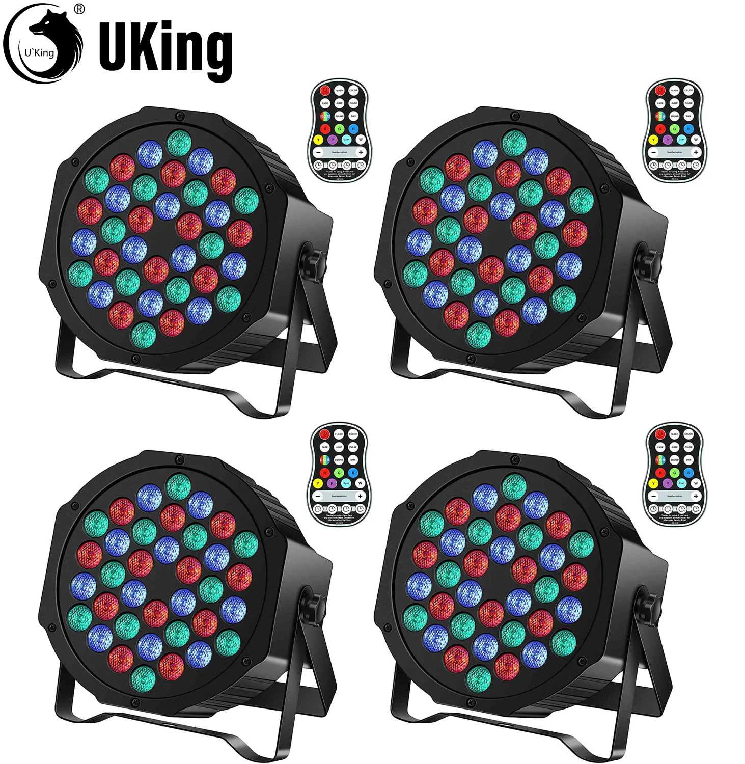 Projecteur PAR LED sur batterie, lot de 4, 36 LED RGB et télécommande