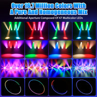 Lyre LED wash 19 x 15 W RGBW à anneau de 47 LED RGB, zoom 6° à 60°, DMX