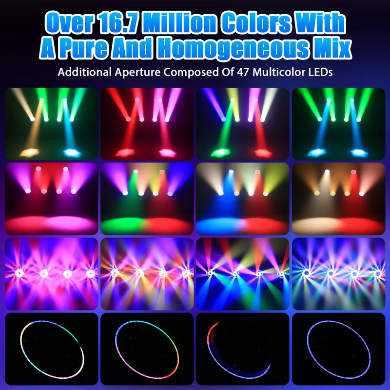 Lyre LED wash 19 x 15 W RGBW à anneau de 47 LED RGB, zoom 6° à 60°, DMX