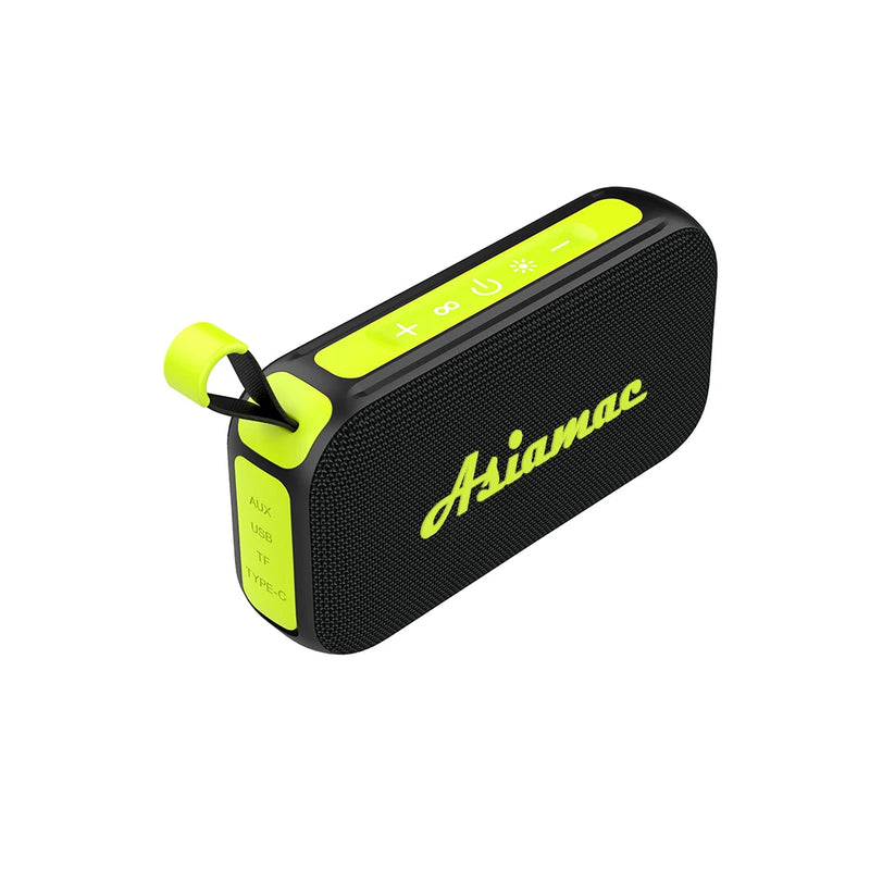 Enceinte Bluetooth lumineuse portable – version noir et jaune fluo avec lanière