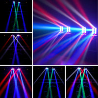 Mini lyres araignée LED, lot de 2 – faisceaux croisés rouges, bleus, verts et blancs