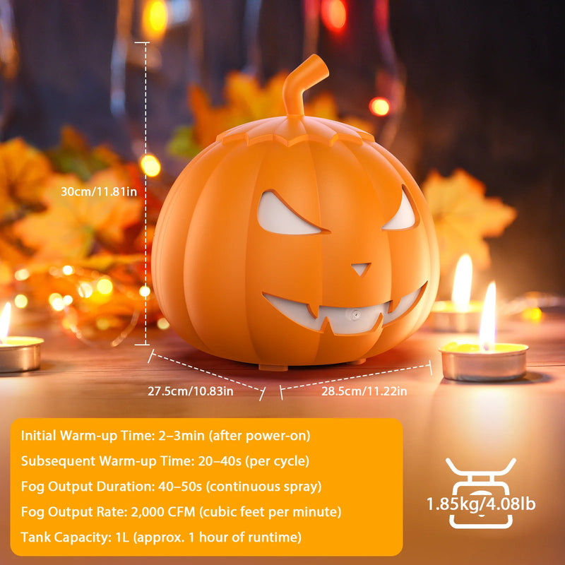 Machine à fumée citrouille 600 W à 6 LED RGB pour Halloween, télécommande sans fil