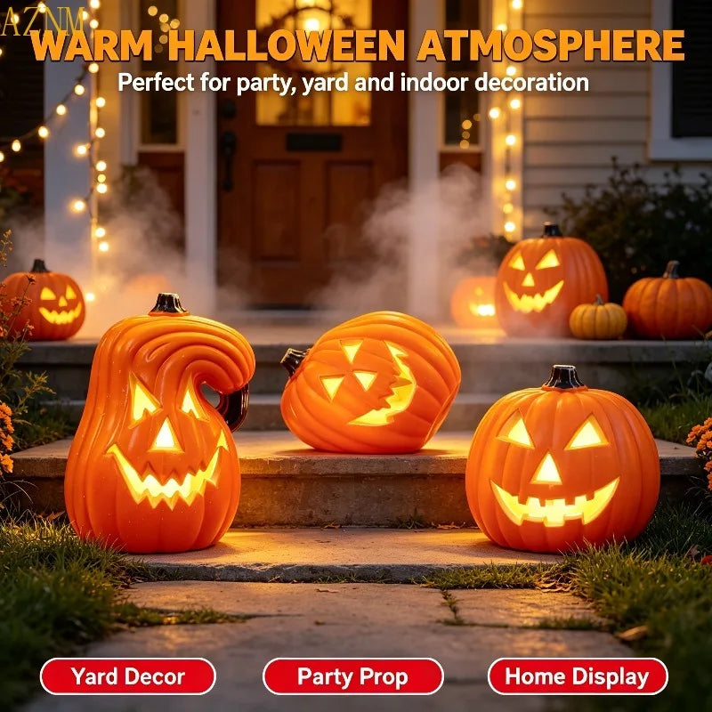 Citrouille d'Halloween lumineuse LED à piles, 3 modèles de 15 à 20 cm, lumière chaude