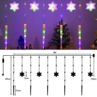 Rideau lumineux flocons et glaçons de Noël – schéma des dimensions, version multicolore
