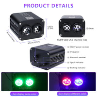 Kit ciel étoilé voiture fibre optique double tête 20 W, application Bluetooth