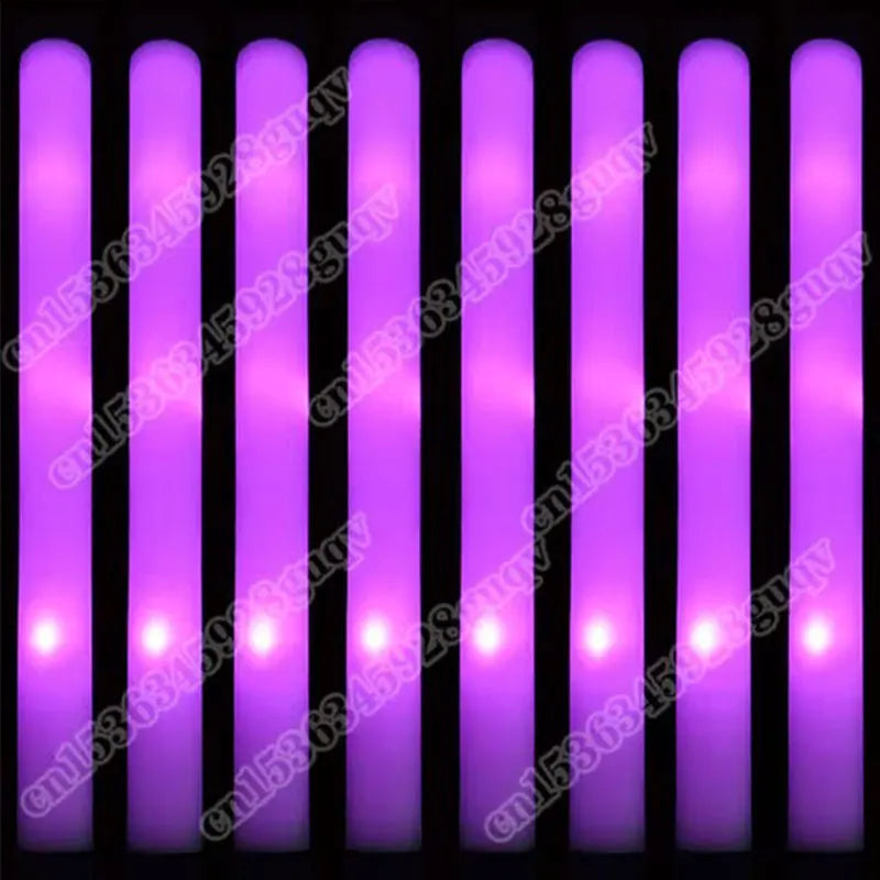 Bâtons lumineux LED en mousse, lot de 30, 3 modes, 9 coloris