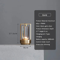 Lampe de table sans fil lanterne en aluminium, tactile, 3 teintes, USB-C