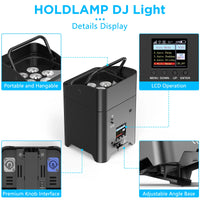 Uplight PAR LED sans fil sur batterie, lot de 4 RGBWA UV avec sac