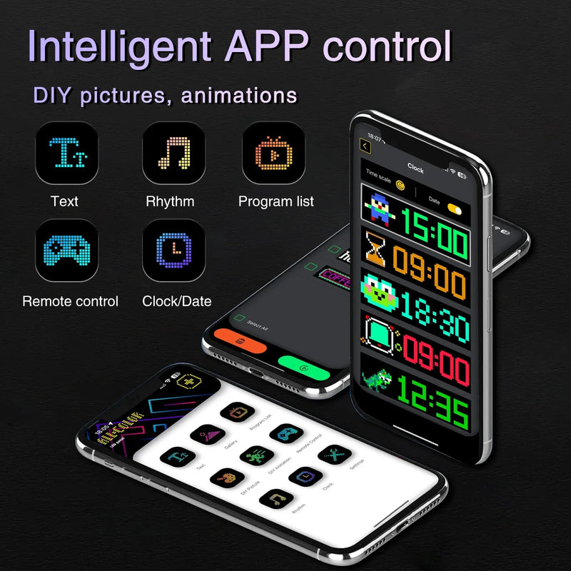 Panneau LED flexible programmable RGB de 27 à 176 cm, Bluetooth, USB
