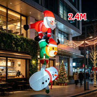 Décoration de Noël gonflable suspendue – décoration gonflable suspendue devant la façade vitrée d'un restaurant, hauteur de 2,4 m