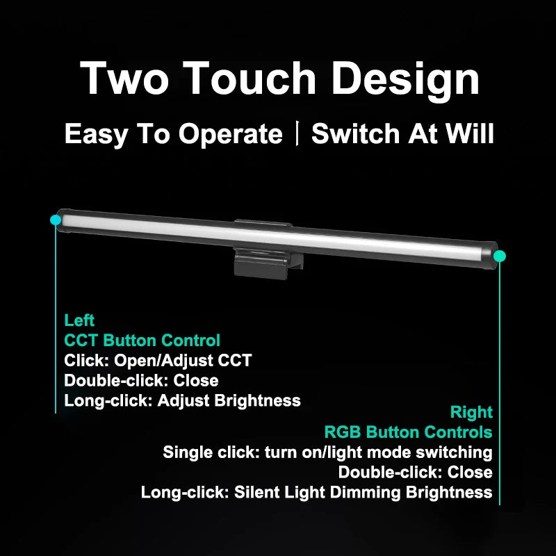 Lampe écran PC 44 cm – les deux boutons tactiles, blanc et RGB