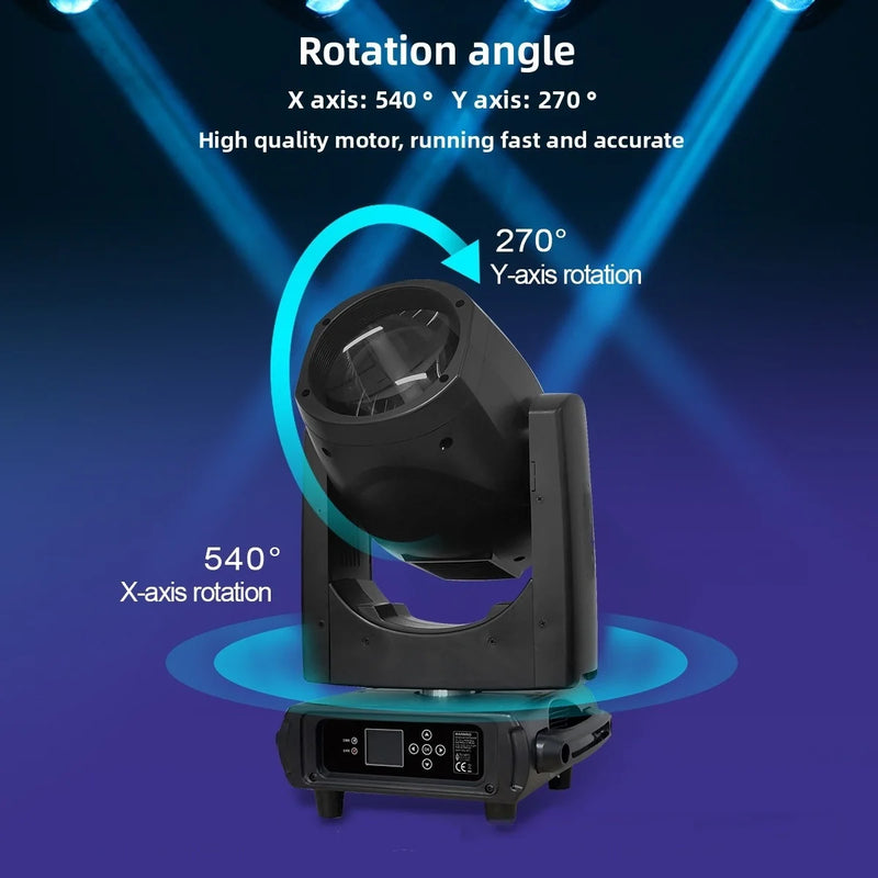 Lyre beam 295 W, faisceau de 2,2°, 14 gobos, 14 couleurs, prismes 8+48, DMX 16 canaux