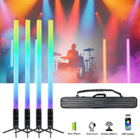 4 tubes LED pixel sans fil sur batterie IP65 avec trépieds et sac