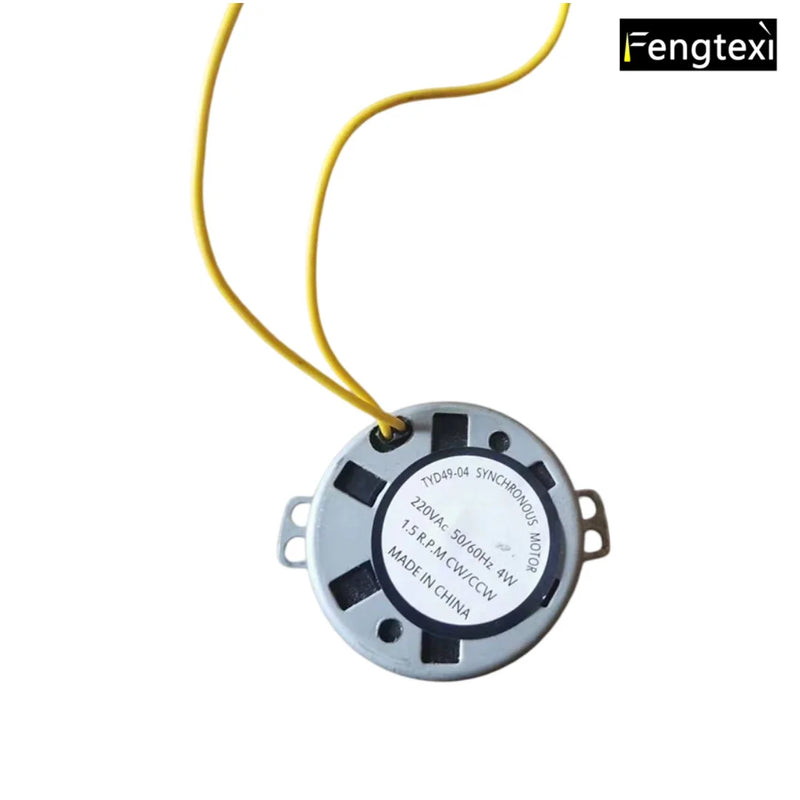 Moteur pour boule à facettes – gros plan du moteur synchrone avec son étiquette 220 V, 4 W, 1,5 tr/min