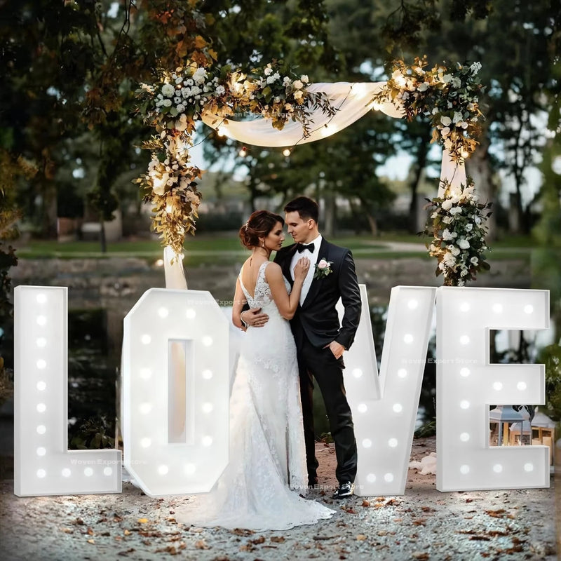 Lettres LOVE géantes lumineuses pour mariage, à monter, piles AA, 91 ou 120 cm