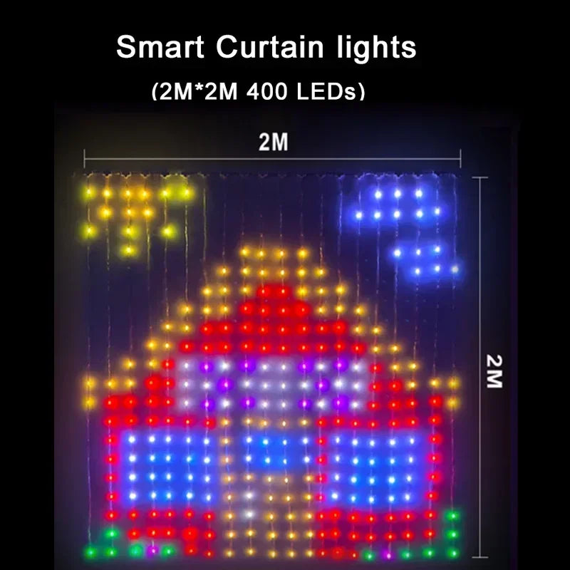 Rideau lumineux 400 LED – schéma du format 2 x 2 m, 400 LED