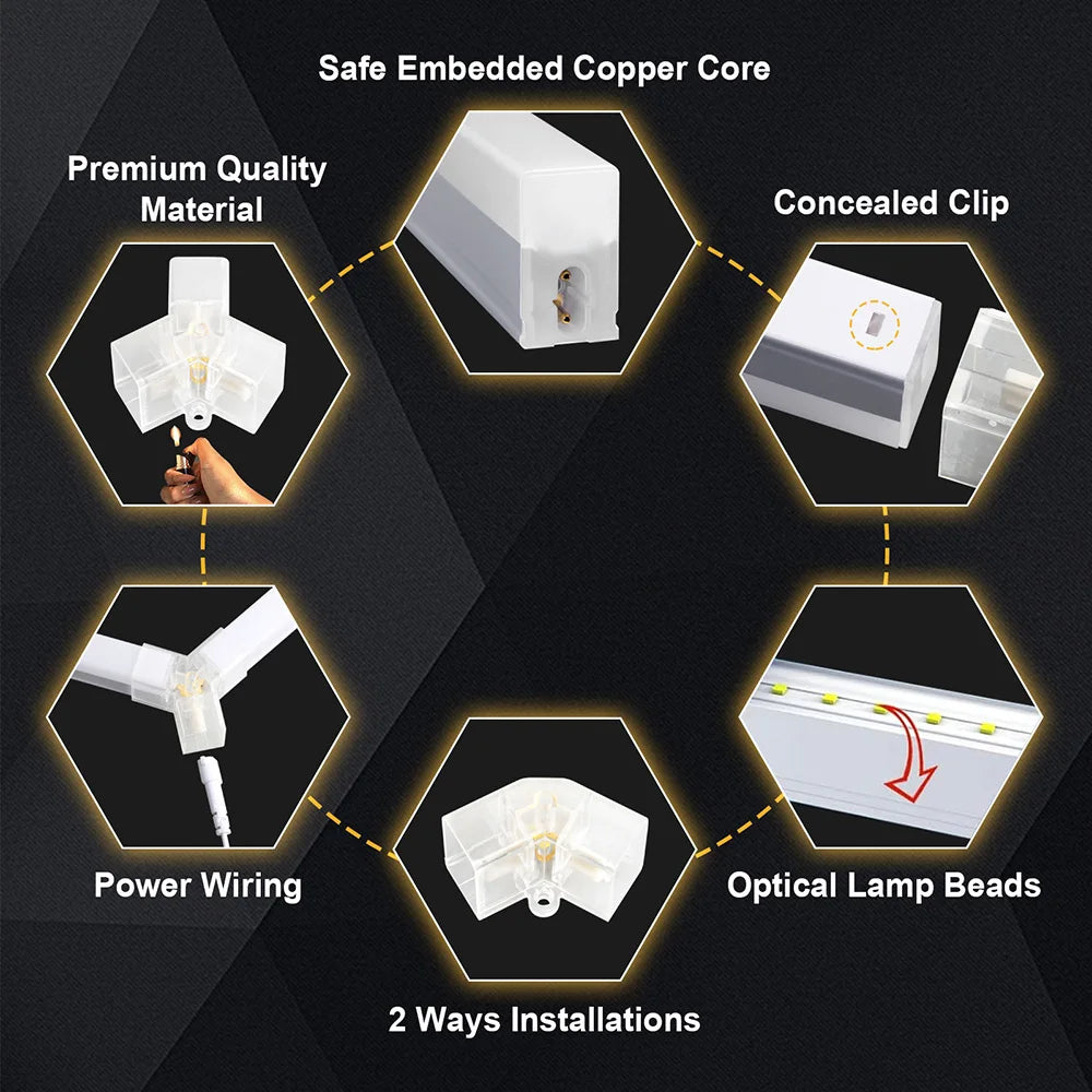 Plafonnier LED hexagonal garage blanc 6500 K, 1 à 14 hexagones