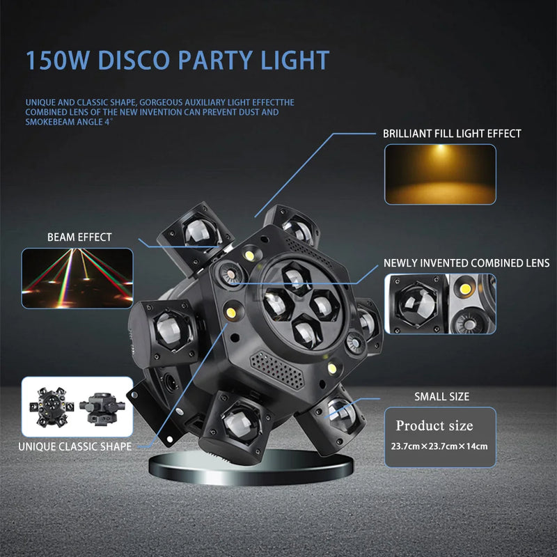 Jeu de lumière soirée rotatif 150 W, DMX 19 canaux, mode musical