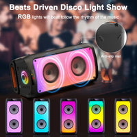 Enceinte lumineuse karaoké Bluetooth, 2 micros sans fil, lumières RGB