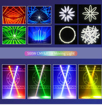 Lyre LED CMY 500 W – gobos et faisceaux colorés