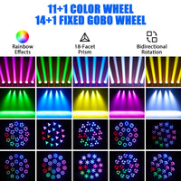 Lyre beam LED 200 W à anneau RGB, zoom 2° à 5°, 14 gobos