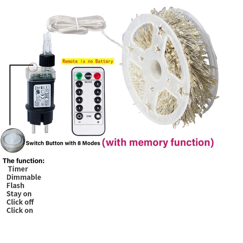 Guirlande lumineuse LED en grappes blanc chaud, télécommande, 6 à 50 m
